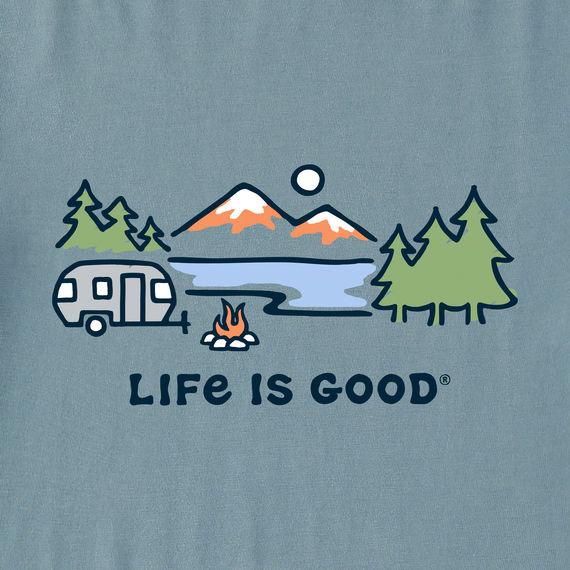 Life Is Good Men's Tee, Smoky Blue (Size L)